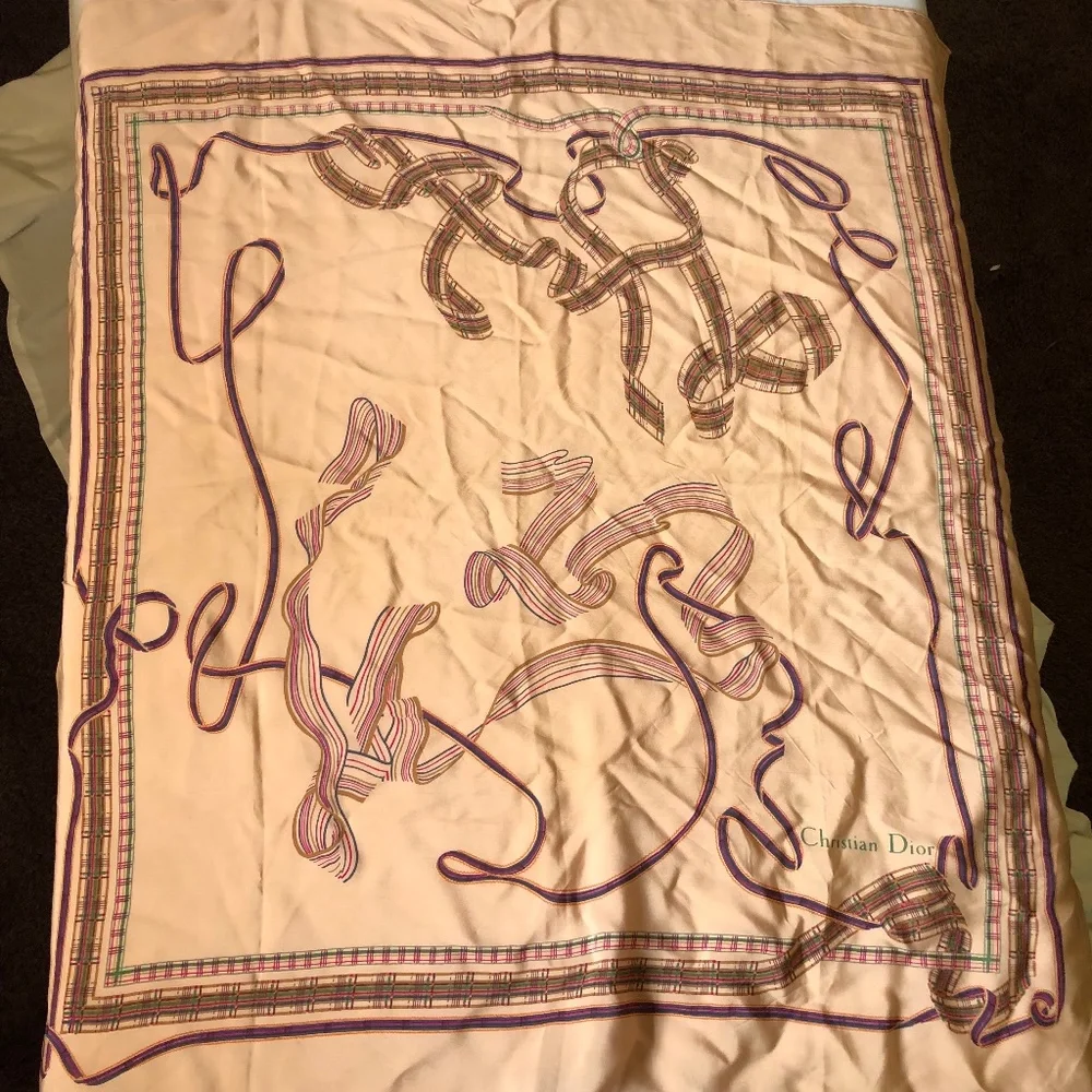 Vintage Christian Dior Scarf - Ribbon Print